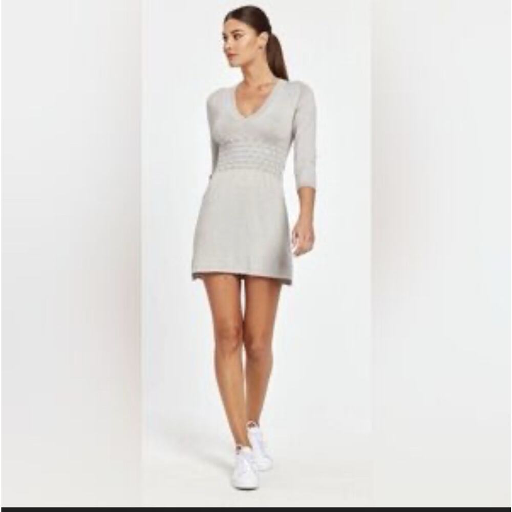 DOLCE CABO SIZE XL SILVER GREY LUREX KNIT DRESS, LONG SLEEVE